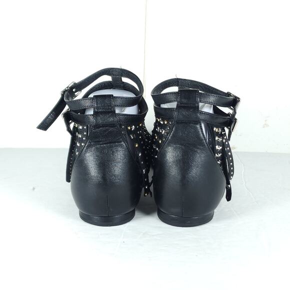 Saint Laurent Women's US8,5 EU39 Black Leather Studded Fringe Gladiator Sandals - Picture 10 of 16